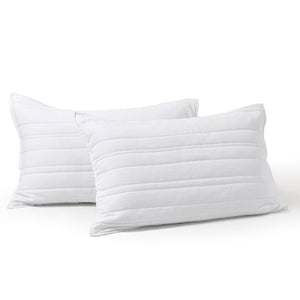 Superfine Washed Microfibre Stripe Quilted Standard Pillowcase Twin Pack White