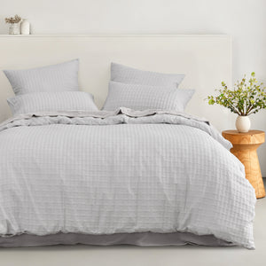 Aubrey Jacquard Quilt Cover Set Dove Grey