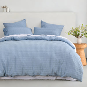 Aubrey Jacquard Quilt Cover Set Cornflower