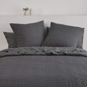 Ellis Seersucker European Pillowcase Charcoal Twin Pack