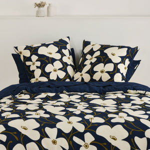 Ezra Floral Printed European Pillowcase Navy Twin Pack