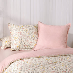 Cottage Flowers 100% Cotton Reversible Tailored European Pillowcase Twin Pack