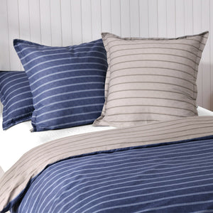 Amalfi Stripe 100% Cotton Reversible Tailored European Pillowcase Twin Pack