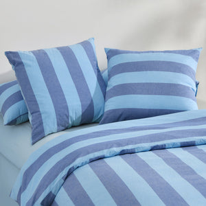 Bowie Washed Cotton Yarn Dyed Stripe European Pillowcase Blue Twin Pack
