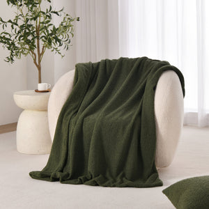 Otis Teddy Fleece Double-Sided Throw 130x160cm Moss Green
