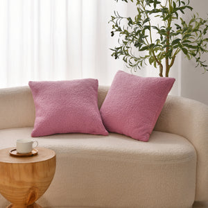Otis Teddy Fleece Cushion Covers - Set of 2 Rose Pink 45x45cm