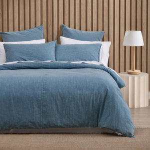 Ryder Denim Style Quilt Cover Set Mid Wash Indigo Blue