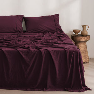 Superfine Washed Microfibre Sheet Set Cherry