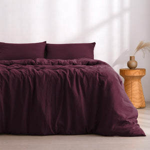 Superfine Washed Microfibre Quilt Cover Set Cherry