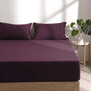 Superfine Washed Microfibre Combo Fitted Sheet Set Cherry
