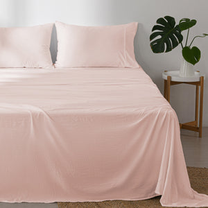 Superfine Washed Microfibre Sheet Set Blush Pink