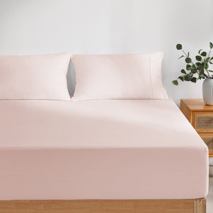 Superfine Washed Microfibre Combo Fitted Sheet Set Blush Pink