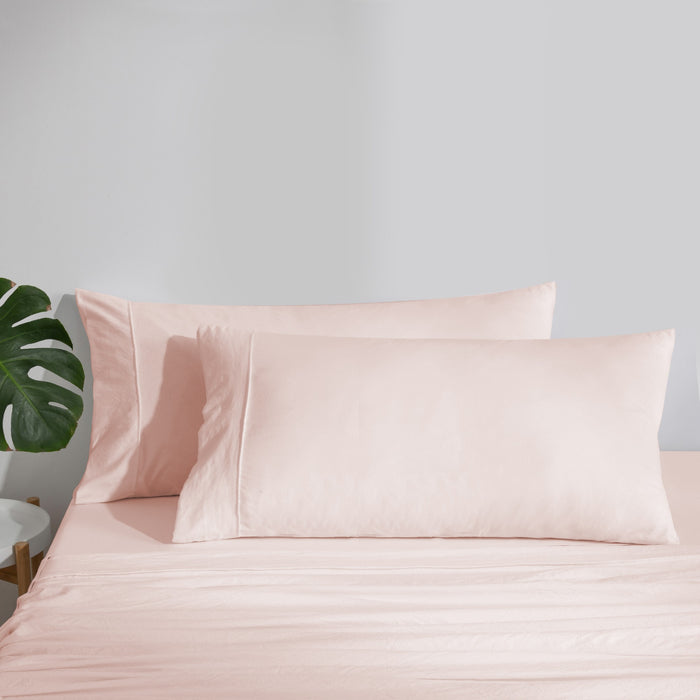 Superfine Washed Microfibre King Pillowcase Twin Pack - Blush Pink