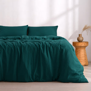 Superfine Washed Microfibre Quilt Cover Set Teal