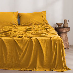 Superfine Washed Microfibre Sheet Set Mustard