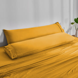 Superfine Washed Microfibre Body Pillowcase Twin Pack - Mustard