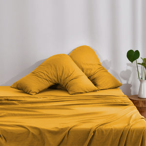 Superfine Washed Microfibre V-Shape Pillowcase Twin Pack - Mustard
