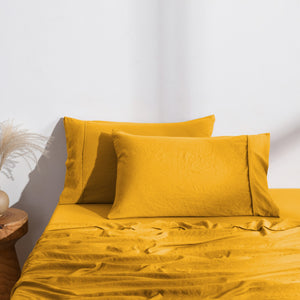 Superfine Washed Microfibre Standard Pillowcase Twin Pack - Mustard