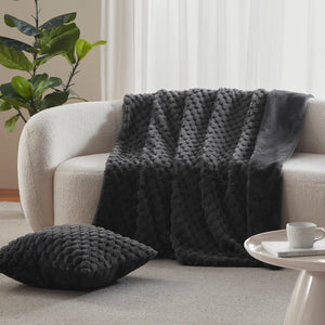 Emmett Textured Faux Fur Throw Charcoal