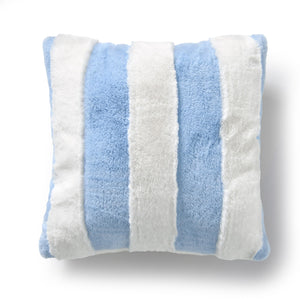 Denver Carved Stripe Faux Fur Cushion Sky