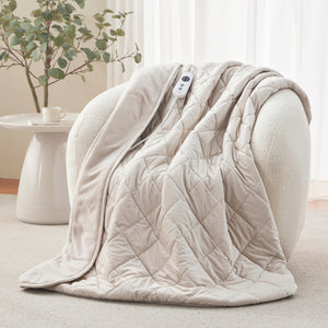 Haven Velvet Heated Throw Stone