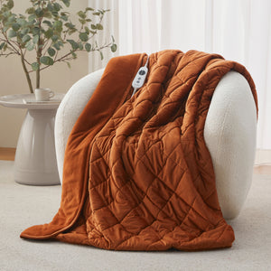 Haven Velvet Heated Throw Rust
