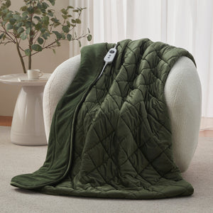 Haven Velvet Heated Throw Olive