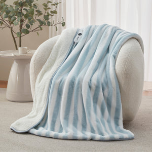 Linea Faux Fur Heated Throw Blue