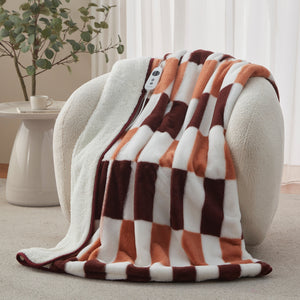 Alma Faux Fur Heated Throw Chocolate Mousse