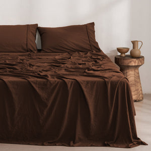 Superfine Washed Microfibre Sheet Set Chocolate