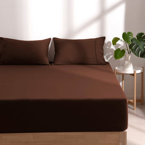 Superfine Washed Microfibre Combo Fitted Sheet Set Chocolate