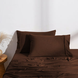 Superfine Washed Microfibre Standard Pillowcase Twin Pack - Chocolate