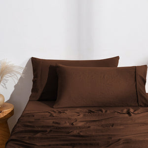 Superfine Washed Microfibre King Pillowcase Twin Pack - Chocolate