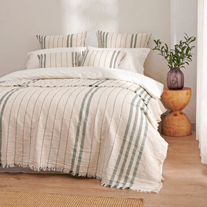 Hayden Cotton Blanket Olive Stripe