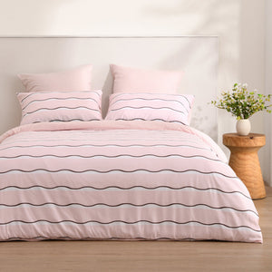 Noa Quilt Cover Set Pink/Chocolate