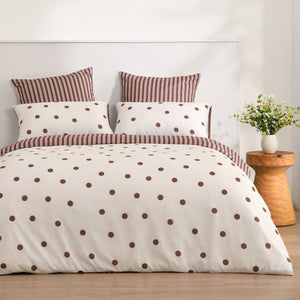 Pippa Reversible Quilt Cover Set Natural/Chocolate