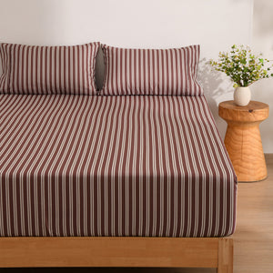 Pippa Stripe Fitted Sheet Set Chocolate
