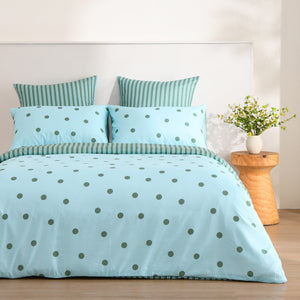 Pippa Reversible Quilt Cover Set Sky/Green