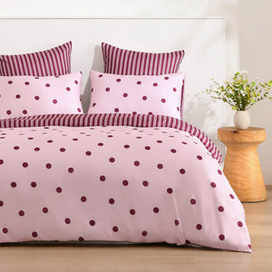 Pippa Reversible Quilt Cover Set Pink/Plum