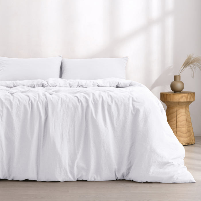 Superfine Washed Microfibre  Quilt Cover Set White