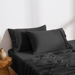Superfine Washed Microfibre Standard Pillowcase Twin Pack - Black