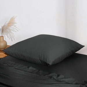 Superfine Washed Microfibre European Pillowcase - Black
