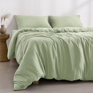 Superfine Washed Microfibre  Quilt Cover Set Sage Green