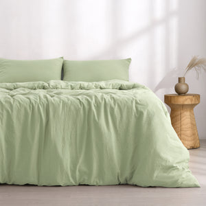 Superfine Washed Microfibre  Quilt Cover Set Sage Green