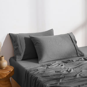 Superfine Washed Microfibre Standard Pillowcase Twin Pack - Charcoal