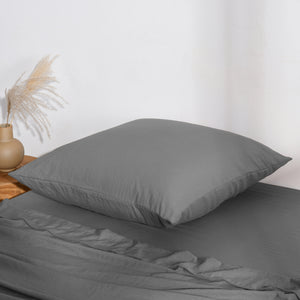 Superfine Washed Microfibre European Pillowcase - Charcoal