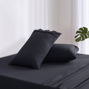 Superfine Washed Microfibre Standard Pillowcase Twin Pack - Navy