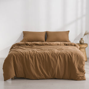 Superfine Washed Microfibre  Quilt Cover Set Rust