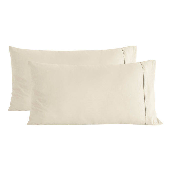 Superfine Washed Microfibre King Pillowcase Twin Pack Natural