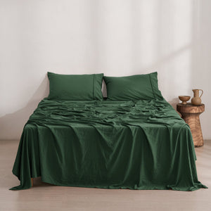 Superfine Washed Microfibre Sheet Set Hunter Green